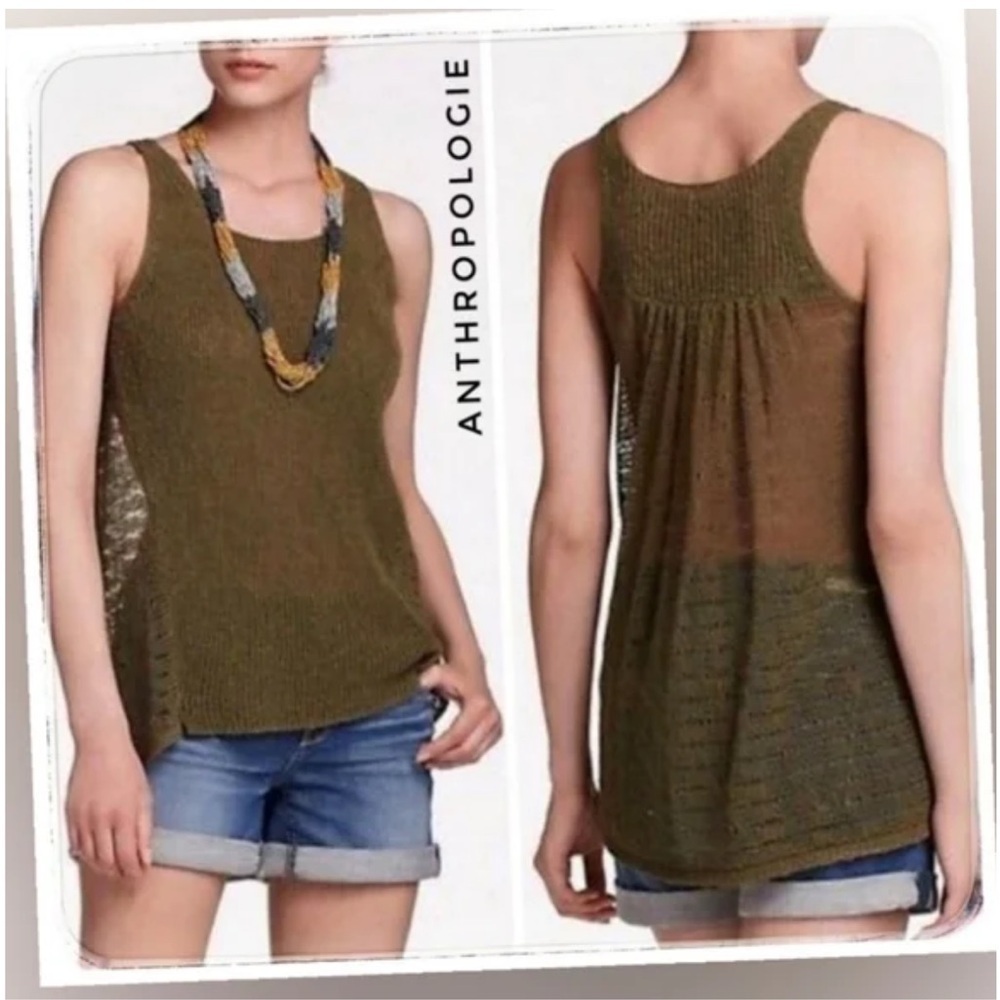 Anthropologie Sparrow Olive Green Sleeveless Knit Top M